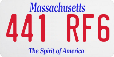 MA license plate 441RF6