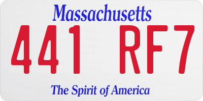 MA license plate 441RF7