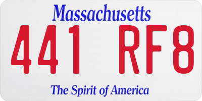 MA license plate 441RF8