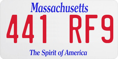 MA license plate 441RF9