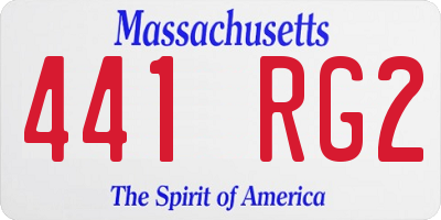 MA license plate 441RG2