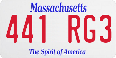 MA license plate 441RG3