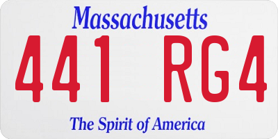 MA license plate 441RG4