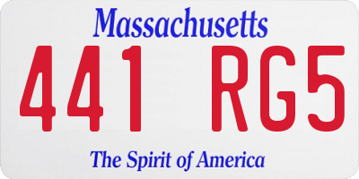 MA license plate 441RG5