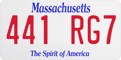 MA license plate 441RG7