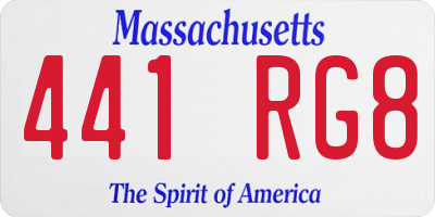 MA license plate 441RG8