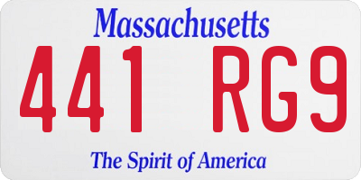 MA license plate 441RG9
