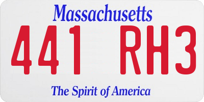 MA license plate 441RH3