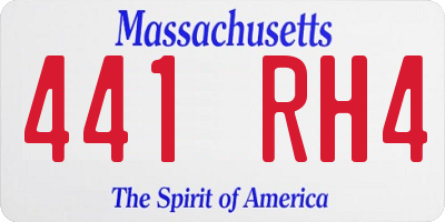 MA license plate 441RH4