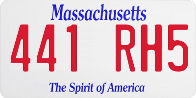 MA license plate 441RH5