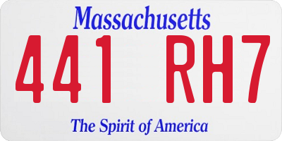 MA license plate 441RH7