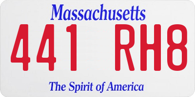 MA license plate 441RH8