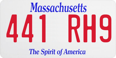 MA license plate 441RH9