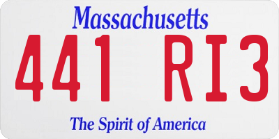 MA license plate 441RI3