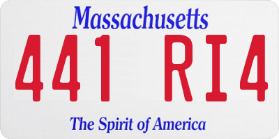 MA license plate 441RI4