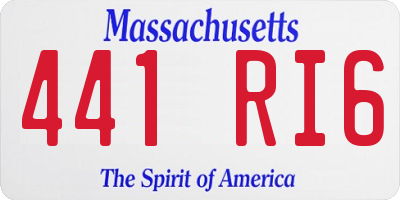MA license plate 441RI6