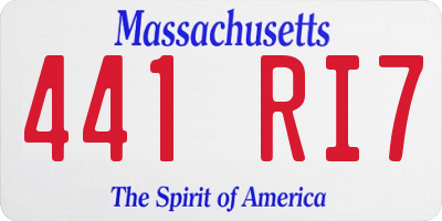 MA license plate 441RI7