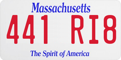 MA license plate 441RI8