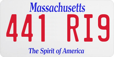 MA license plate 441RI9