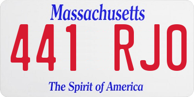 MA license plate 441RJ0