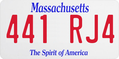 MA license plate 441RJ4