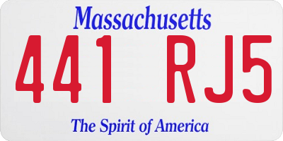 MA license plate 441RJ5
