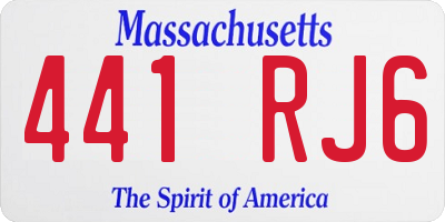 MA license plate 441RJ6