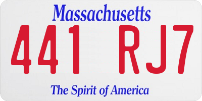 MA license plate 441RJ7