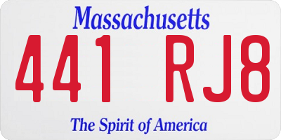 MA license plate 441RJ8