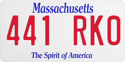 MA license plate 441RK0