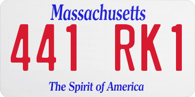 MA license plate 441RK1