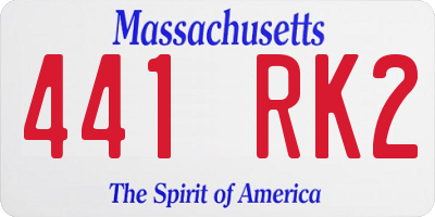 MA license plate 441RK2