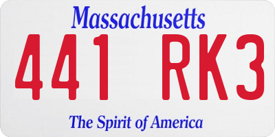 MA license plate 441RK3