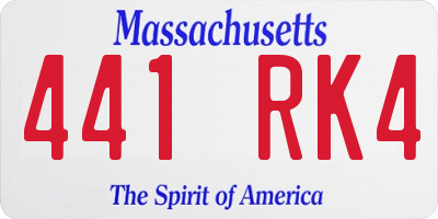 MA license plate 441RK4
