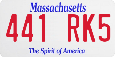 MA license plate 441RK5