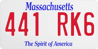 MA license plate 441RK6