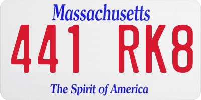 MA license plate 441RK8