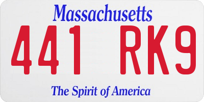 MA license plate 441RK9