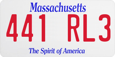 MA license plate 441RL3