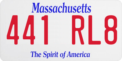 MA license plate 441RL8