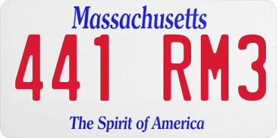 MA license plate 441RM3