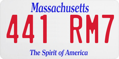 MA license plate 441RM7