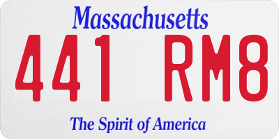 MA license plate 441RM8