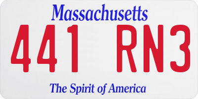 MA license plate 441RN3