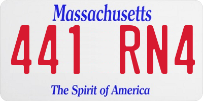 MA license plate 441RN4
