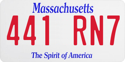 MA license plate 441RN7