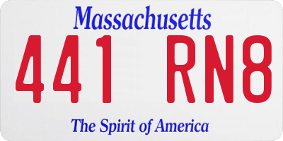 MA license plate 441RN8