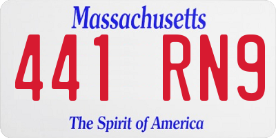 MA license plate 441RN9