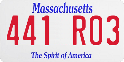 MA license plate 441RO3