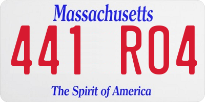 MA license plate 441RO4